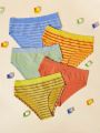 5pcs/set Women's Striped Color-contrast Triangle Panties