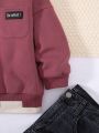SHEIN Young Boy Casual Irregular Collar 2 in 1 Loose Round Neck Sweatshirt With Warmth And Drop-shoulder Design, Suitable For Autumn And Winter