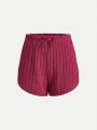 Teenage Girls' Solid Color Ribbed Knit Shorts