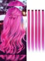 5pcs Set Colorful Clip In Synthetic Hair Extension Long Straight  For Women Girl Kids With Cosplay