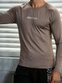 Men's Simple Printed Long-sleeved Sports T-shirt