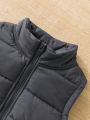 Young Boy 1pc Zipper Front Vest Puffer Coat