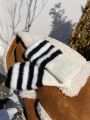 DAZY Striped Fluffy Fingerless Gloves