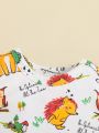 SHEIN Baby Boys' Cartoon Animal Printed Long Sleeve Top And Jogger Pants Set