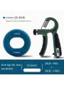 2pcs/set Silicon Hand Grip Ball + Adjustable Hand Strengthener With Counter (20-30lbs), Dark Green