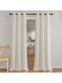 NICETOWN 2 Panels Flax Linen Curtains for Windows, Grommet Semi Sheer Vertical Drapes Privacy Added with Light Filtering for Bedroom/Living Room