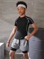 Boys' (big) Contrast Seam Detail Casual Sports Outfit