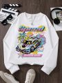 Teen Girls' Car & Letter Printed Sweatshirt