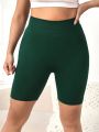 Yoga Basic Plus Size High Waisted Athletic Shorts