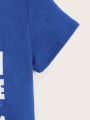 SHEIN Kids EVRYDAY Young Boy Casual Slogan Pattern T-Shirt