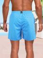 Manfinity Swimmode Men's Solid Color Swim Trunks With Drawstring And Patch