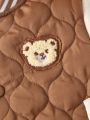 Baby Boys' Striped Fleece Lined Bear Embroidery Hooded Set