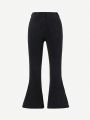 Girls' Flared Jeans With Split Hem And Elastic Fabric, For Tweens