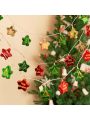 1set Led Christmas Decoration Lights With Battery Box, Including Star, Christmas Tree, And Colorful Electroplated Star Lights. The Length Of The 1.5m String Light With 10 Heads Of Star Lights Is Diameter 6cm, And The Length Of The 3m Light String