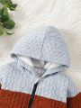 Infant Boys' Cable Knit Front Zippered Hooded Jumpsuit
