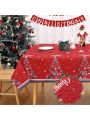 Christmas Table Clothes Spill Proof Table Cover for Dining Table Stain Wrinkle Resistant Washable Santa Tree Print Tablecloth for Kitchen Buffet Parties Camping Rectangle