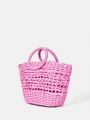 SHEIN VCAY Vacation Double Handle Straw Bag