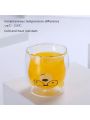 2pcs 260ml/8.79oz Cute Creative Bear Double-layered Glass Coffee Milk Tea Whiskey Soda Juice Cup, Birthday Gift, Heat Resistant