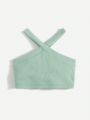 SHEIN Infant Girls' Casual And Comfortable Halter Neck Tank Top
