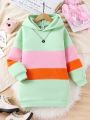Teen Girls' Colorblock Hooded Sweatshirt Dress