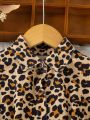 SHEIN Kids QTFun Toddler Girls' Leopard Print Long Sleeve Dress For Autumn Winter
