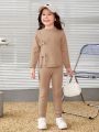 SHEIN Little Girl's Cute Long-Sleeved Bow Sweater Suit