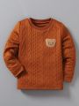 Young Boy Bear Embroidery Cable Knit Tee
