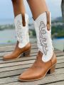 Embroidered Outdoor Comfortable Western Style Women's Boots