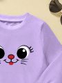 Cartoon Printed Sweatshirt For Little Girls