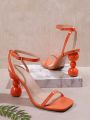 Women's Fashionable Orange High-Heeled Sandals