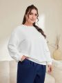 SHEIN Mulvari Women's Plus Size Letter Print Oversized Sweatshirt With Dropped Shoulder