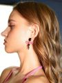SHEIN ICON 1pair Butterfly Bowknot Pendant Earrings With Rhinestones