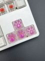 4pcs Cute Purple Anti-scraping Transparent Backlit Abs Resin Cat Claw Design Key Caps, Compatible With Cross Shaft Mechanical Keyboard Caps Decoration