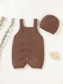 Infant Solid Color Knitted Sweater Romper