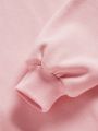 Baby Girls' Casual Letter Printed Fleece Hooded Sweatshirt With Long Sleeves