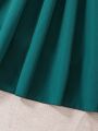 SHEIN Kids Nujoom Young Girl 2pc Contrast Tape Peter Pan Collar Dress