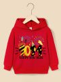 Toddler Boys' Casual Slogan Printed Hooded Sweatshirt, Suitable For Autumn And Winter