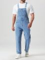 Extended Sizes Men's Plus Size Casual Solid Color Denim Overalls