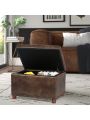 Joveco Storage Ottoman Rectangular Tufted Upholstered Ottomans with Rivet, PU Footrest Stool Seat with Wood Legs for Living Room Bedroom