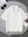 SHEIN Kids EVRYDAY Tween Boy Casual Street Fashion Lapel Half Placket Pullover Short Sleeve Knitted Polo Shirt