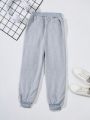 Boys' Fleece-lined Jogger Pants With Letter Print, Teenager
