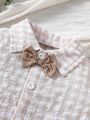 Baby Boy Butterfly Bowtie Gingham Short Sleeve Shirt, Shorts And Hat Outfit Set