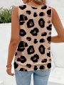 SHEIN LUNE Summer Leisure Leopard Print Hollow Out Tank Top
