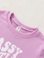 SHEIN Kids EVRYDAY Tween Girls' Letter Print Sweatshirt