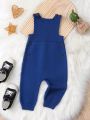Baby Boys' Solid Color Button Detail Knitted Romper