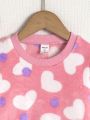 SHEIN Kids EVRYDAY Young Girl Heart & Polka Dot Printed Sweatshirt