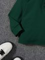 SHEIN Young Boy Dinosaur Pattern Stand Collar Long Sleeve Casual Comfortable Top