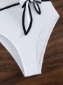 Knot Front Plunging One Piece Swimsuit