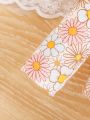 SHEIN Baby Girls' Leisure Cute Flower Printed Home Wear Set