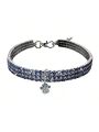 1pc Pet Dog & Cat Collar With Rhinestone Decor Paw Shape Print & Crystal Design Suitable For Indoor & Outdoor Events